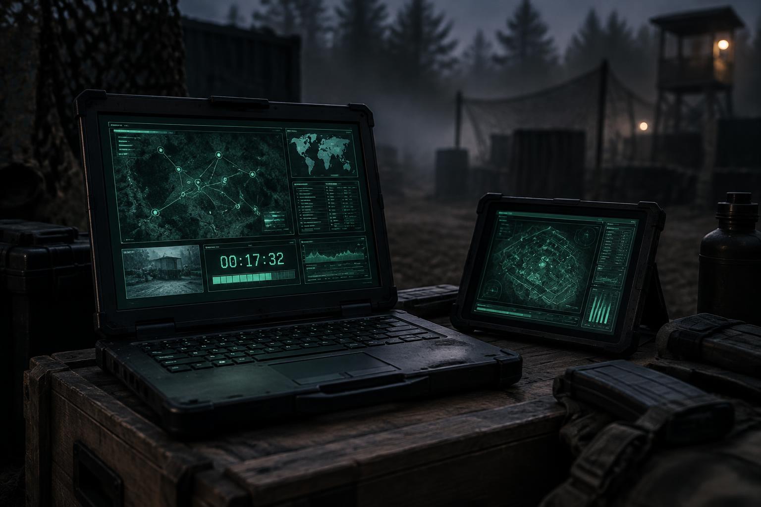 Terminal tático em campo de airsoft